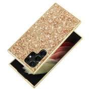 Phone Case for Samsung Galaxy S22 Ultra Case, Ultra Thin Glitter Bling Diamond Girls Woman Shockproof TPU Rubber Full Body Protective Cover for Samsung Galaxy S22 Plus 5G 6.8 inch 2022,Gold