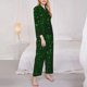 thumbnail image 3 of Fotbe Green Sparkling Conjunto de Pijama de Manga Larga para Mujer con Estampado, Ropa de Dormir de 2 Piezas, Conjunto de Casa Suave y Cómodo con Bolsillos-Large, 3 of 7
