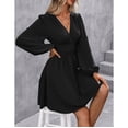 thumbnail image 2 of Women's V-Neck Long Sleeve Wrap Waist A-Line Mini Dress, 2 of 4