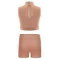 thumbnail image 2 of TSSOE Little Girl's Active Clothes Set Gymnastics Dance Outfit 6-16 Years Crop Top with Sport Shorts Dusty Pink 12, 2 of 3