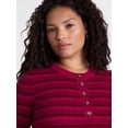 thumbnail image 4 of Terra & Sky Women's Plus Ribbed Henley Sweater Top with Elbow Length Sleeves, Sizes 0X-5X, 4 of 6