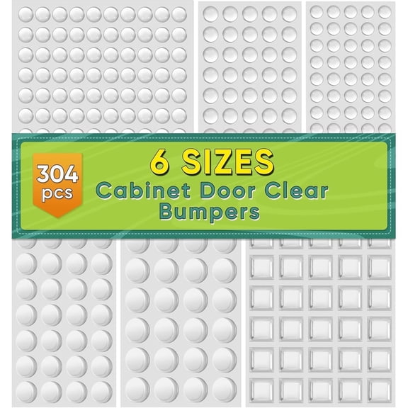 Deally 304 Piece Clear Silicone Cabinet Door Bumpers Self Adhesive Sound Dampening Slam Stoppers Non Slip Protector Pads for Drawers Glass Cabinets Furniture and Cutting Boards
