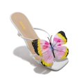 thumbnail image 4 of XYD Women Open Square Toe Colorful Butterfly Slide Sandals Slip on Mid Thin Heel Mules Chic Summer Beach Shoes Size 9 White, 4 of 4