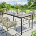 thumbnail image 2 of Outsunny Outdoor Dining Table for 4-6, Patio Table w/ Wood-Effect Top, Grey, 2 of 10