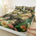 thumbnail image 3 of Manfei 3D Cute Cat Bed Sheets for Kids, Vintage Garden Floral King Sheets, Kawaii Animal Sheet Set, Ultra Soft Home Decor, 4pcs, 3 of 7
