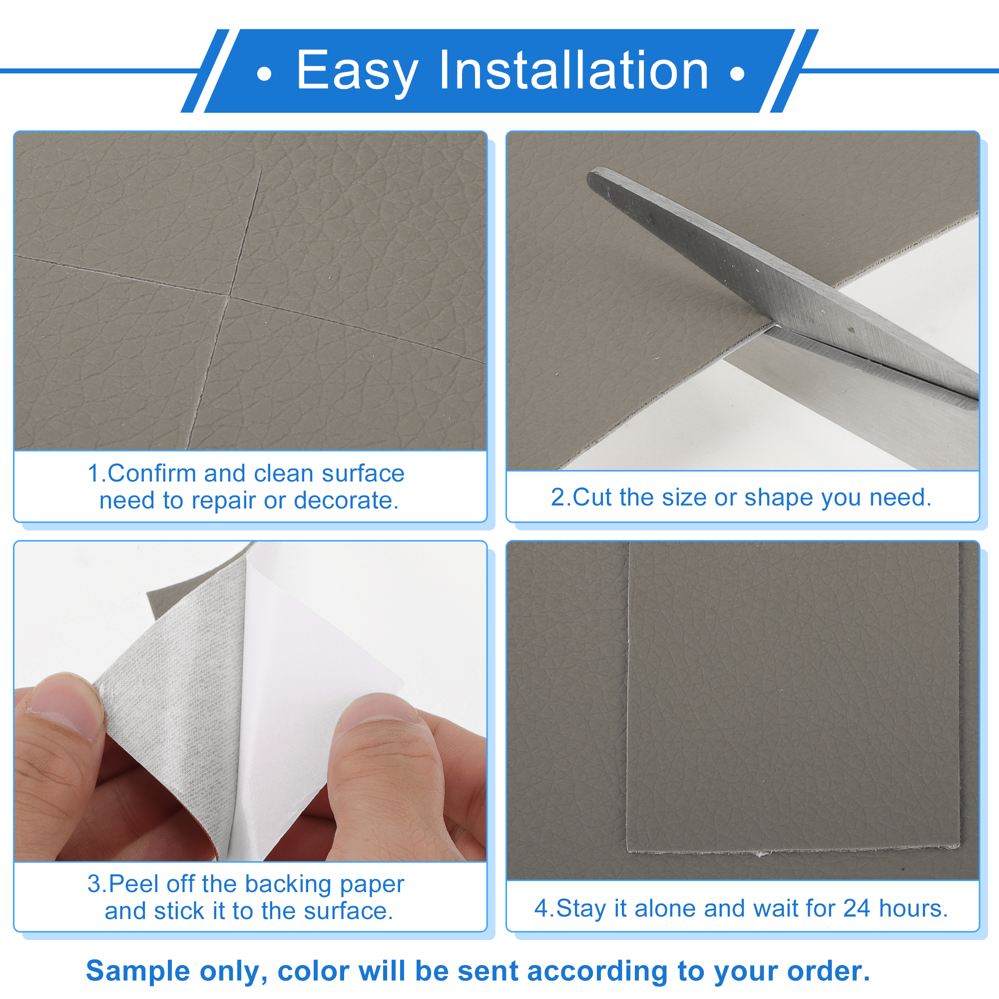 Unique Bargains Self Adhesive Leather Repair Patch Leather Repair Tape for Automotive Car Seat Sofa Couches Chair Interior Trim Dark Gray 60" x 17"