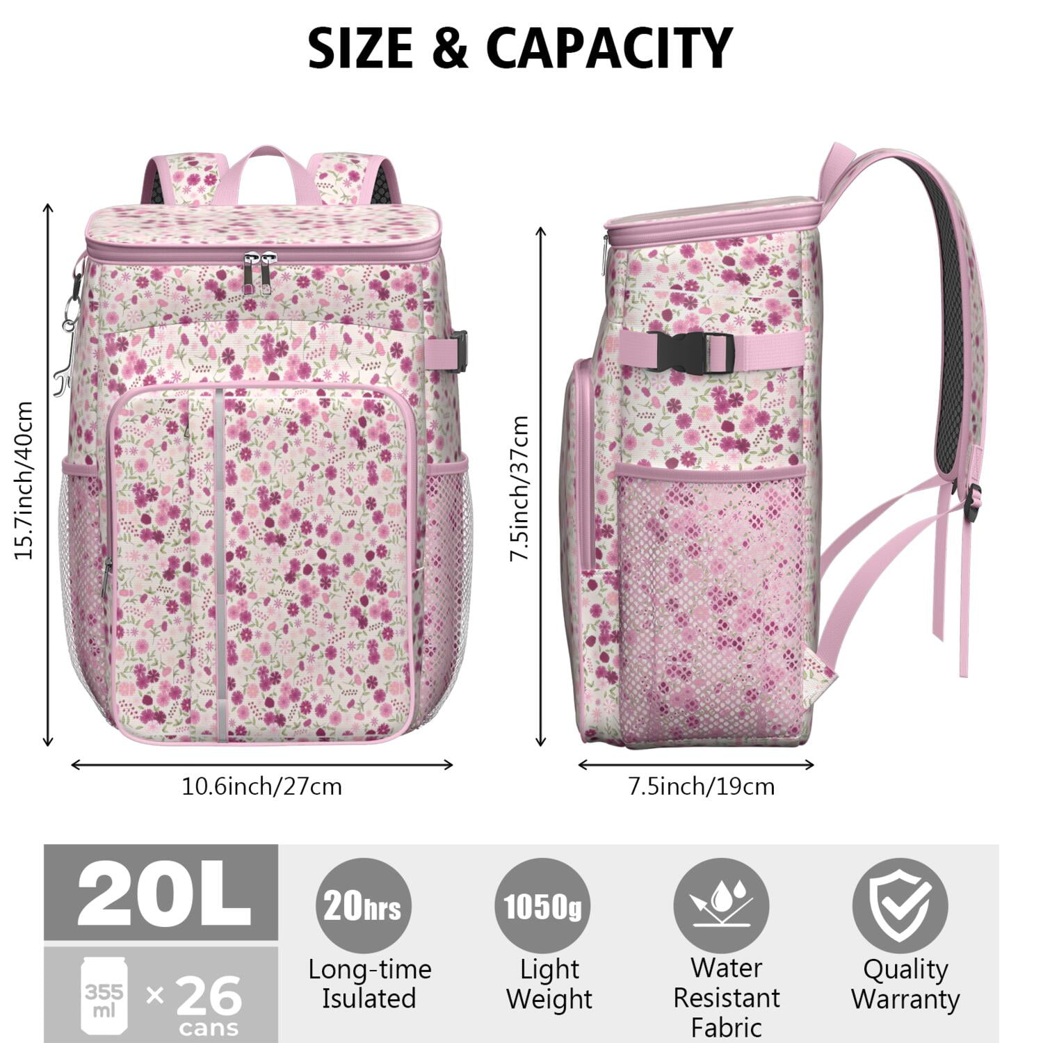 Travel Cooler Bag - Boho Bohemia Flower Camping Beer Cooler Backpack with Bottle Opener- Waterproof Insulated Picnic Backpacks - Cooler Bag for Beach