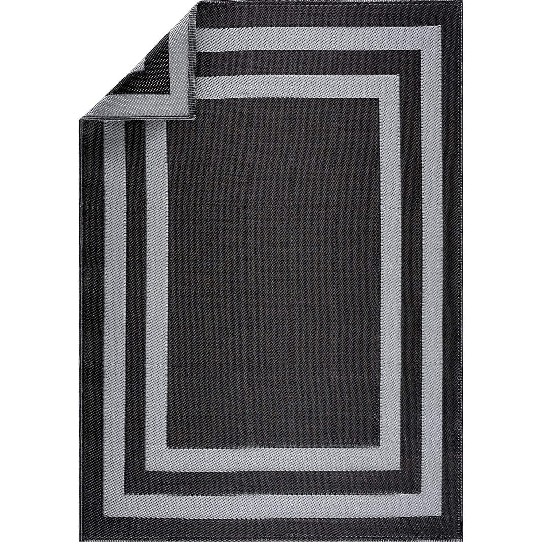Playa Rug Paris Lightweight Reversible Recycled Plastic Outdoor Floor Mat/Rug Black&Gray 6'x9' 6' x 9'