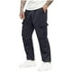 thumbnail image 2 of Pantalones largos para hombre, lisos, a la moda, informales, con múltiples bolsillos, cintura elástica, de poliéster, 2 of 7