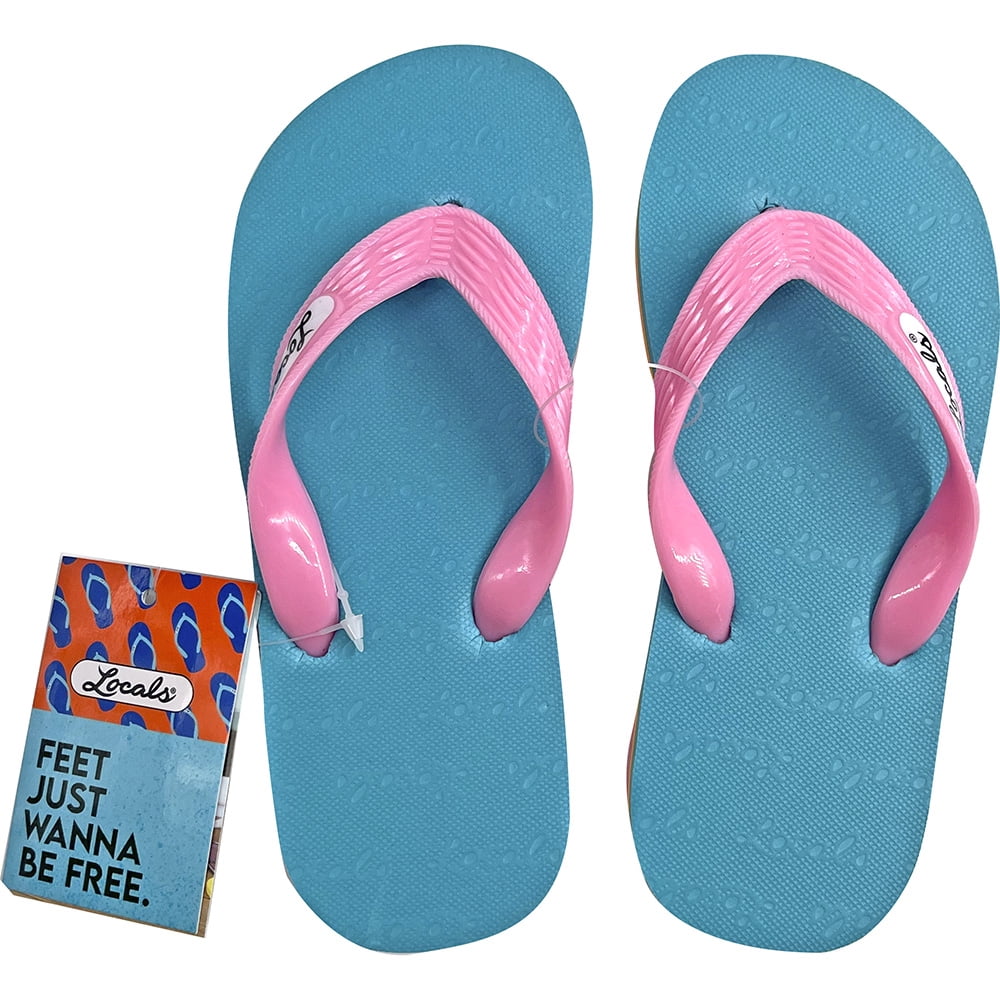 Locals Hawaii Girls Stripe Slipper, Assorted Colors, 6.5 Inch Sole