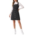 thumbnail image 1 of Vestido de Tweed INSPIRE CHIC sin mangas con escote cuadrado y botones, vestido tipo pinafore A-Line para mujer, color negro, 1 of 6