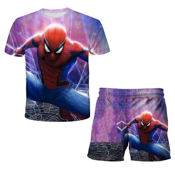 Marvel Superhero Hulk T-Shirts For Boys Top Shorts 2 Pcs Sets Children Cartoon Spiderman Clothes Set Baby Kids Sports Suit 4-149T Gong Bohan LED