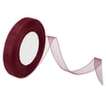 thumbnail image 1 of Unique Bargains 0.6 Inch x 50 Yard Organza Ribbon, Gift Wrapping Ribbon for Bouquet Cake Invitations Card Decoration, Burgundy, 1 of 7