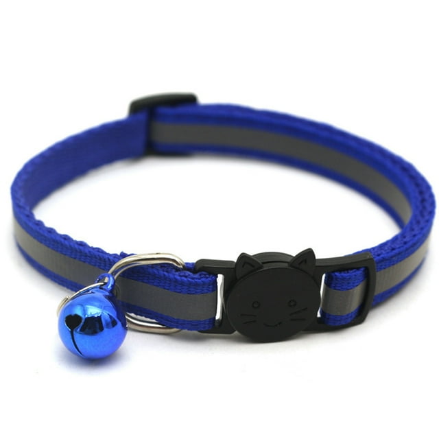 Labymos Pet Supplies Reflective Patch Collar Release Buckle Bell Tightness Adjustable Pet Collar