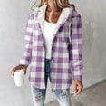 thumbnail image 2 of Essentials Women's Jacket Oversize Plaid Print Fleece Lined Hoodie Vintage Button Down Drawstring Hooded Winter Clothes, 2 of 5
