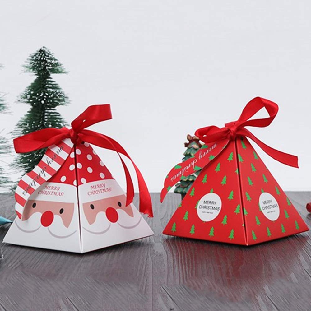 50pcs Christmas Candy Boxes Colored Gift Box Bake Small Wrapping Cartons Decorative Candy Boxes 