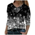 thumbnail image 3 of Pompotops T-shirt Décontracté à Manches Longues Imprimé Fleurs Printemps Automne Col en V pour Femmes Liquidation, 3 of 5