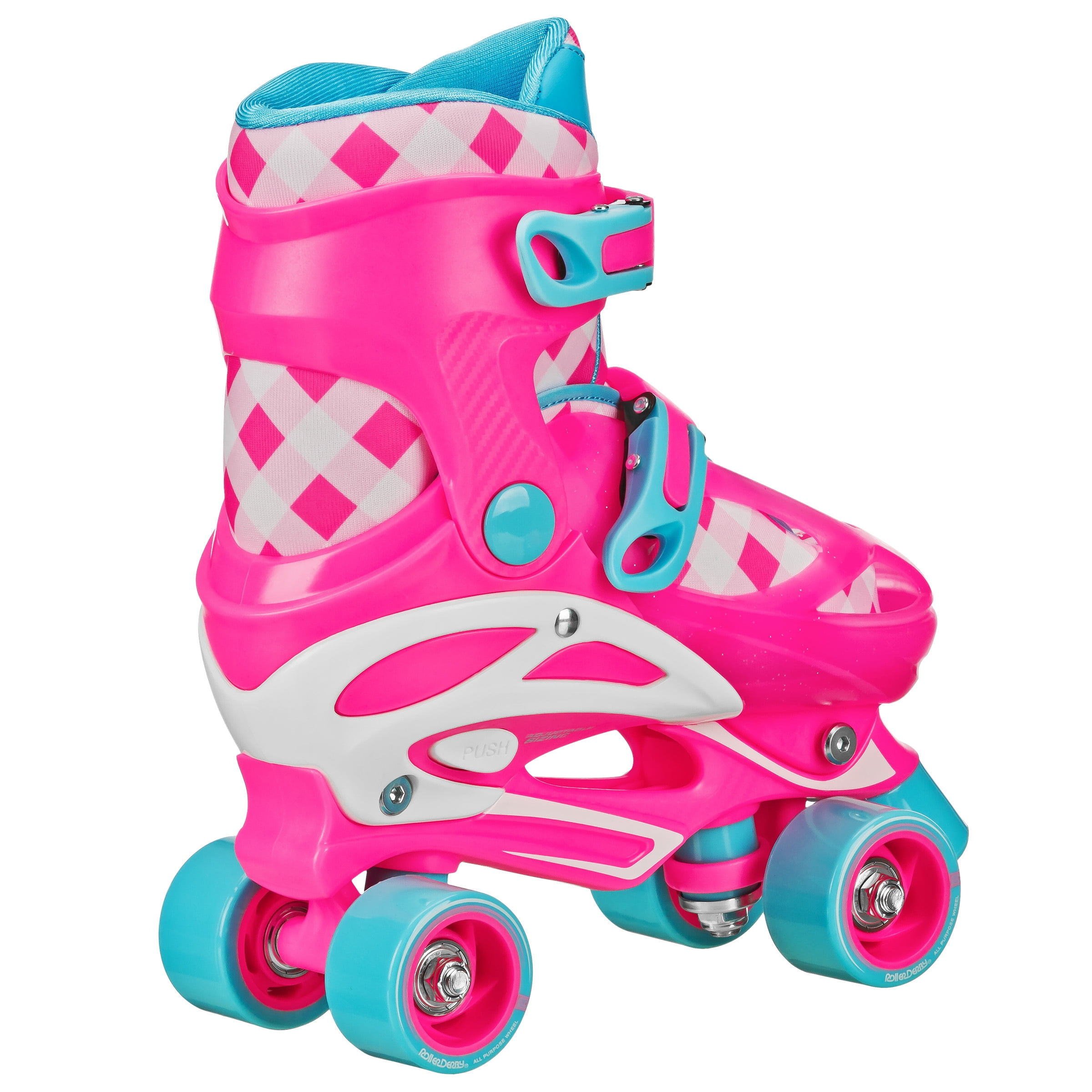 Roller Derby Girl's 2-in-1 Roller and Inline Skates Size 3-6 Gingham