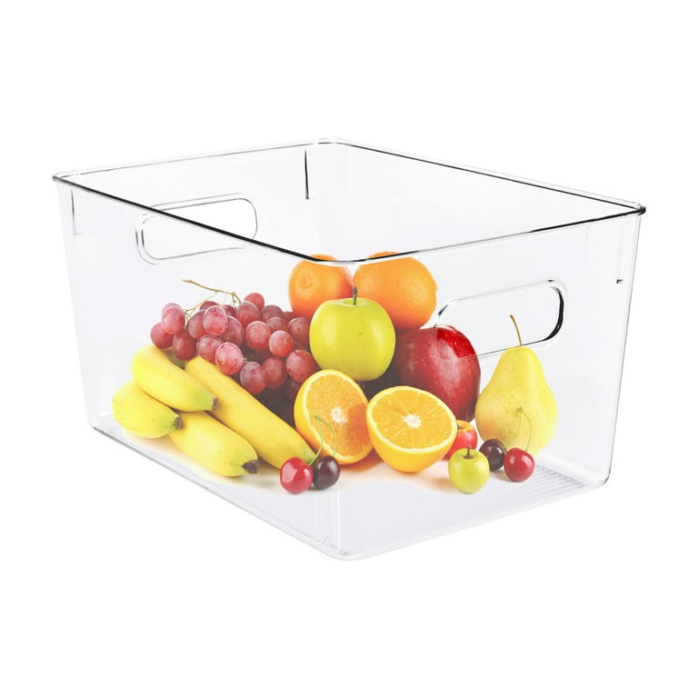 Minimanihoo Clear Plastic Storage Bin with Handles - BPA Free Plastic Storage Bins for Kitchen, Cabinet, and Pantry Organization and Storage - Home Organizers and