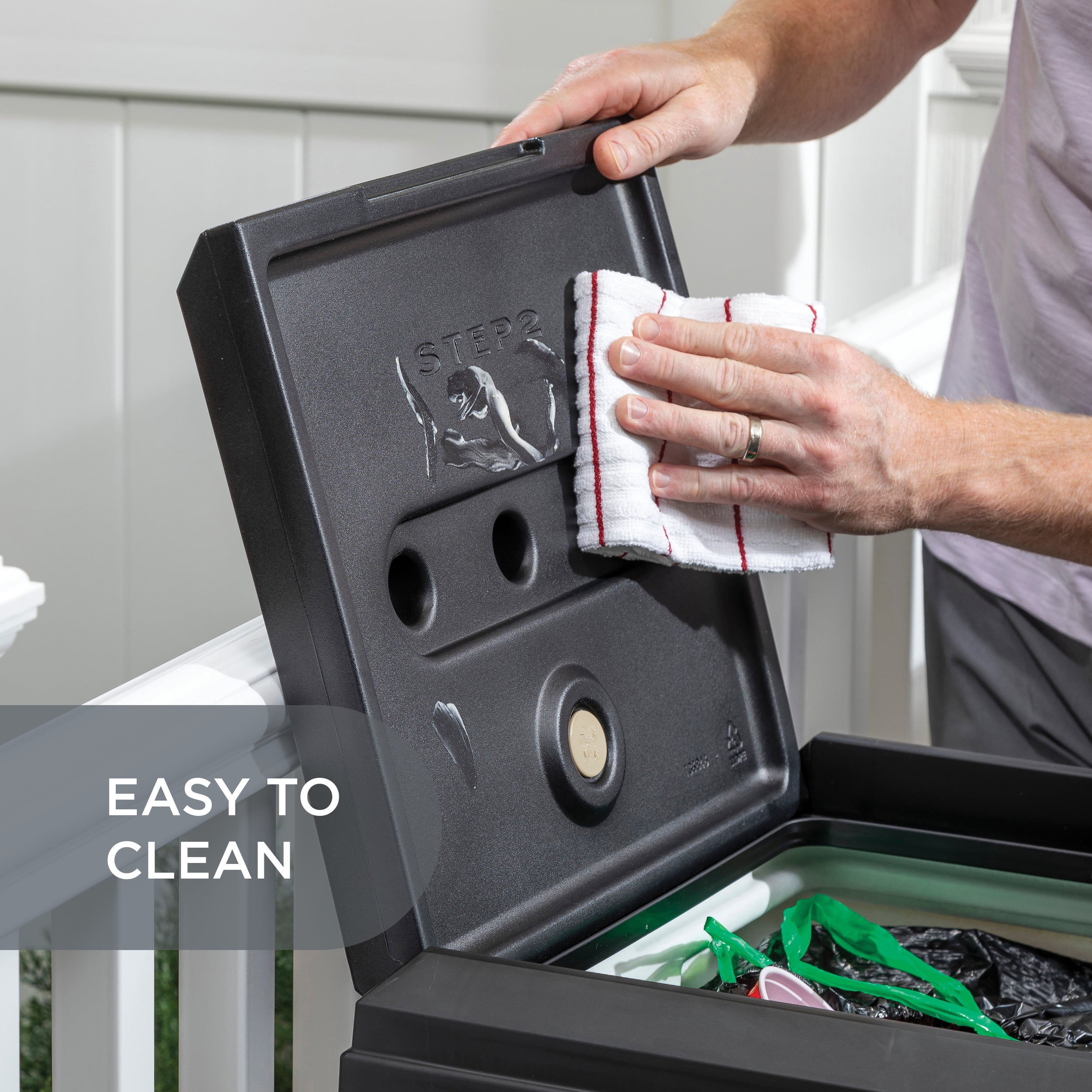 Step2 Atherton Classic White Outdoor Patio Garbage Container