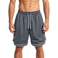 thumbnail image 3 of cllios Basketball Shorts for Men Big and Tall Lightweight Breathable Comfy Baggy Shorts with Pockets Elastic Waist Drawstring Short Pants for Sport Gray XXL, 3 of 10