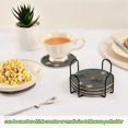 thumbnail image 4 of 6 Pcs Drink Coasters with Holder 3.94in Woven Coasters for Drinks Brown-blue Butterfly Pattern Coaster Set for Protection Table, 4 of 7