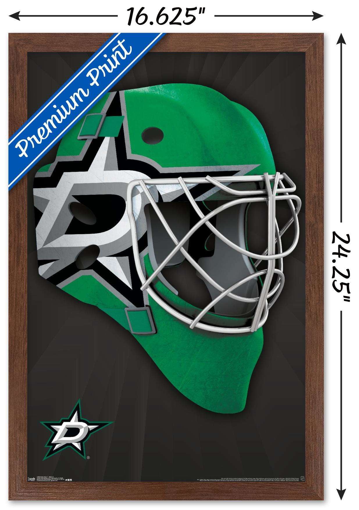NHL Dallas Stars - Mask 16 Wall Poster, 14.725" x 22.375", Framed