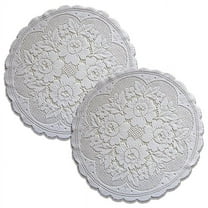 Heritage Lace VR-1700W-S 17 in. Victorian Rose Round Doilies, White - Set of 2
