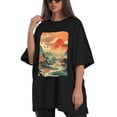 thumbnail image 4 of Plus Size Shirt for Women Black Tops for Women Short Sleeves Shirt for Women Chinese Landscape6 T Shirt Crewneck Shirt for Women 5XL, 4 of 5
