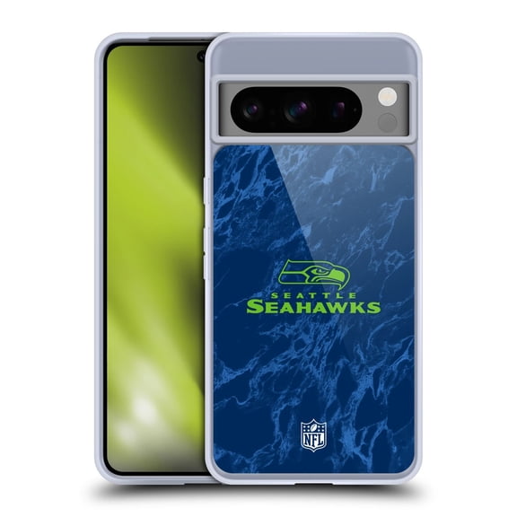 Head Case Designs NFL Seattle Seahawks Graphics Coloured Marble Soft Gel Case for Google Pixel 8 Pro