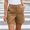 thumbnail image 2 of HAPIMO Women's Shorts High Waist Stretchy Fabric With Pockets Summer Style Stylish Look For Modern Fashion Needs Brown XXL, 2 of 9