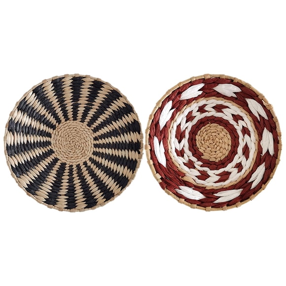 Cuencos colgantes tejidos, bandejas artesanales, tapices decorativos, cestas colgantes Negro 30cm Rojo 30cm