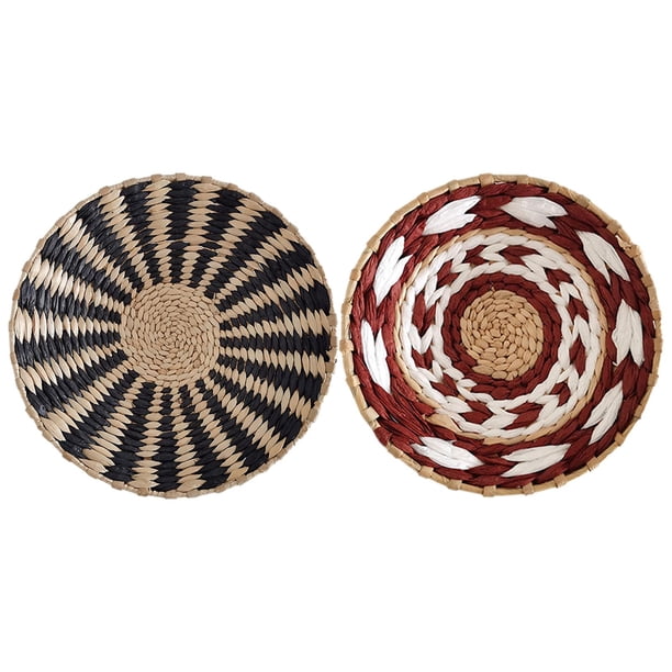 Cesta tejida natural para colgar en la pared, tapiz duradero, único, redondo para exteriores. Negro 20cm Rojo 30cm