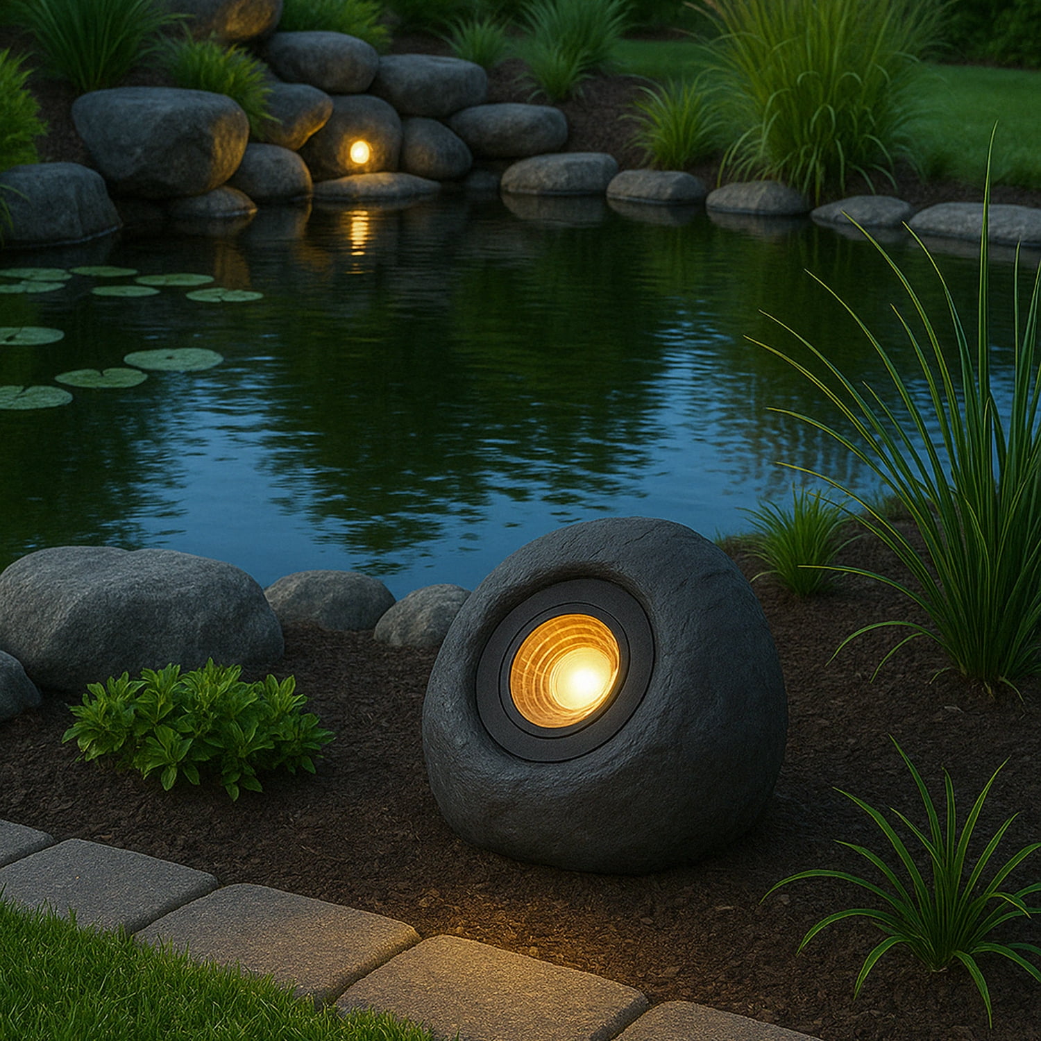 6 Pack 5CCT LED Outdoor Spotlight, 12-24V AC/DC, 5W Low Voltage Outdoor Landscape Spotlights for Garden & Yard, Round Stone Light, IP65 Weatherproof, Dark Gray