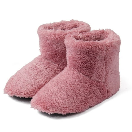 

LongBay Women s Warm Curly Faux Fur Bootie Slippers Comfy Plush Fleece Boots Memory Foam House Shoes