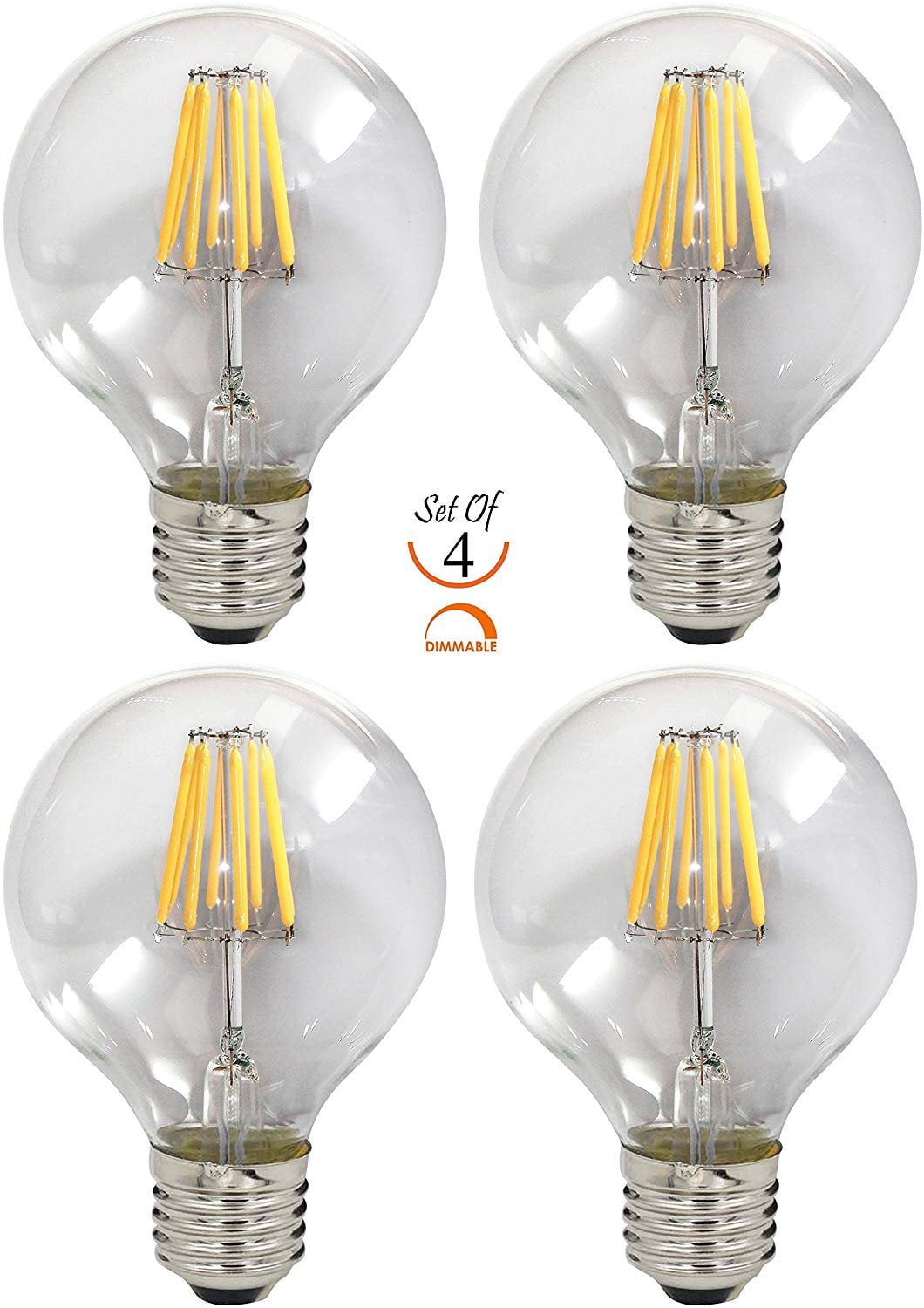SleekLighting 8Watt G25 LED Filament Dimmable General Purpose Household