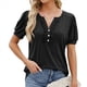 thumbnail image 2 of Blusas Tipo Túnica para Mujer, Informales, con Cuello en V, Corta, Blusas de Verano con Mangas Abullonadas y Volantes. Negro M, 2 of 9