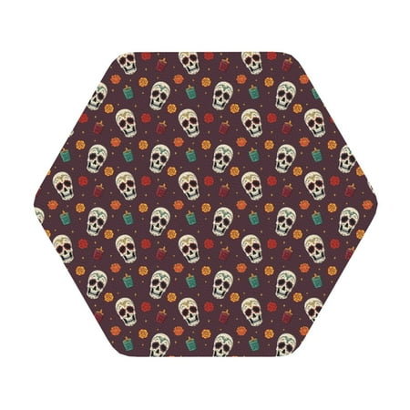 

Lukts Skull colorful flower Leather Drinks Coasters Set of 4 Suitable or Drinks Furniture Protection and Easy Clean up