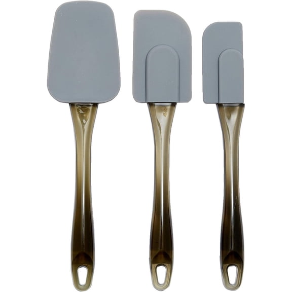 Professional Silicone Spatula Set, Heat Resistant Non-Stick Cooking Tools With Robust Steel Core For Kitchen Use, Gray (3PCS)
