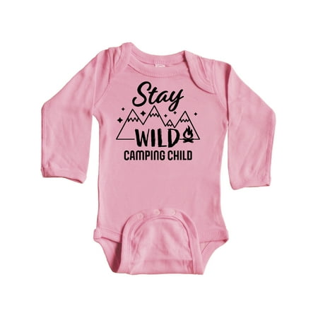 

Inktastic Stay Wild Camping Child with Mountains and Fire Gift Baby Boy or Baby Girl Long Sleeve Bodysuit