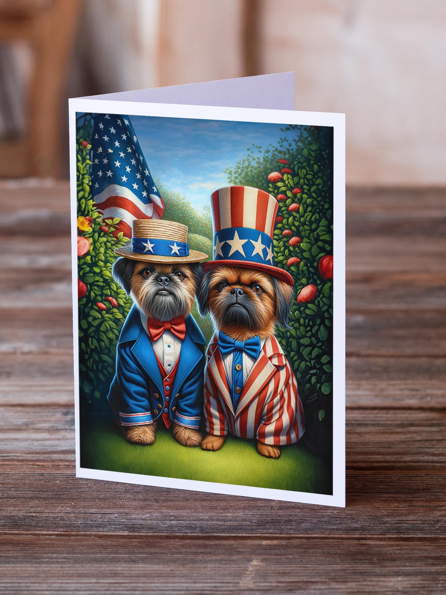 All American Brussels Griffon Greeting Cards Pack of 8 7 in x 5 in