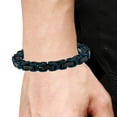 thumbnail image 3 of Arista Men's Black and Blue Plated Stainless Steel Byzantine Link Chain Bracelet, 8.5", 3 of 3
