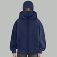 thumbnail image 5 of Towmus Balaclava Hoodie for Unisex Double Layer Hoodies Outerwear Jacket Built-In Eye Mask Fashion Full-Zip Hooded Sweatshirt, 5 of 5