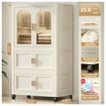 thumbnail image 4 of 25.59" Wide Folding Wardrobe, 25.59"×15.75"×57.09", Magnetic Door, Plastic Cabinet with Wheels, 4 of 9