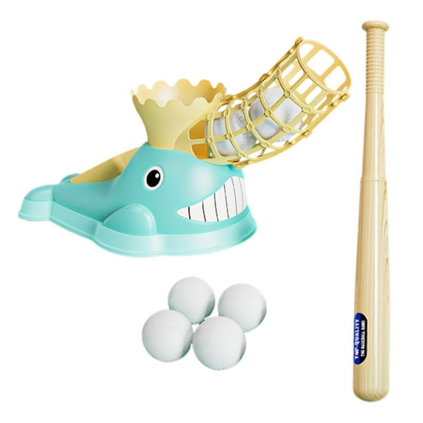Máquina lanzadora de béisbol para niños Máquina de bateo de béisbol con 6 pelotas de béisbol Azul