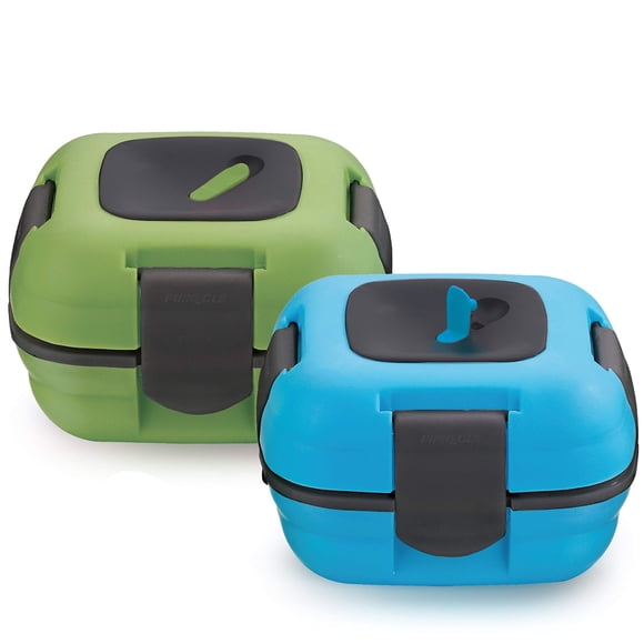 Pinnacle Fiambrera aislada a prueba de fugas para adultos y niños – Contenedor térmico para almuerzo con nueva válvula de liberación de calor 16 oz ~ Juego de 2 ~ Azul-Verde