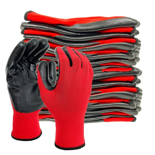 Guantes de trabajo Evridwear con revestimiento de nitrilo para hombre y mujer, 12 pares