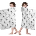 thumbnail image 4 of White Dancing Skeleton Pattern Hooded Bath Towel，60"x35" for Ages 3 To 12 Kids, Quick Dry Lightweight Soft Microfiber Hood Beach Towel Cover Up for Kids, 4 of 7