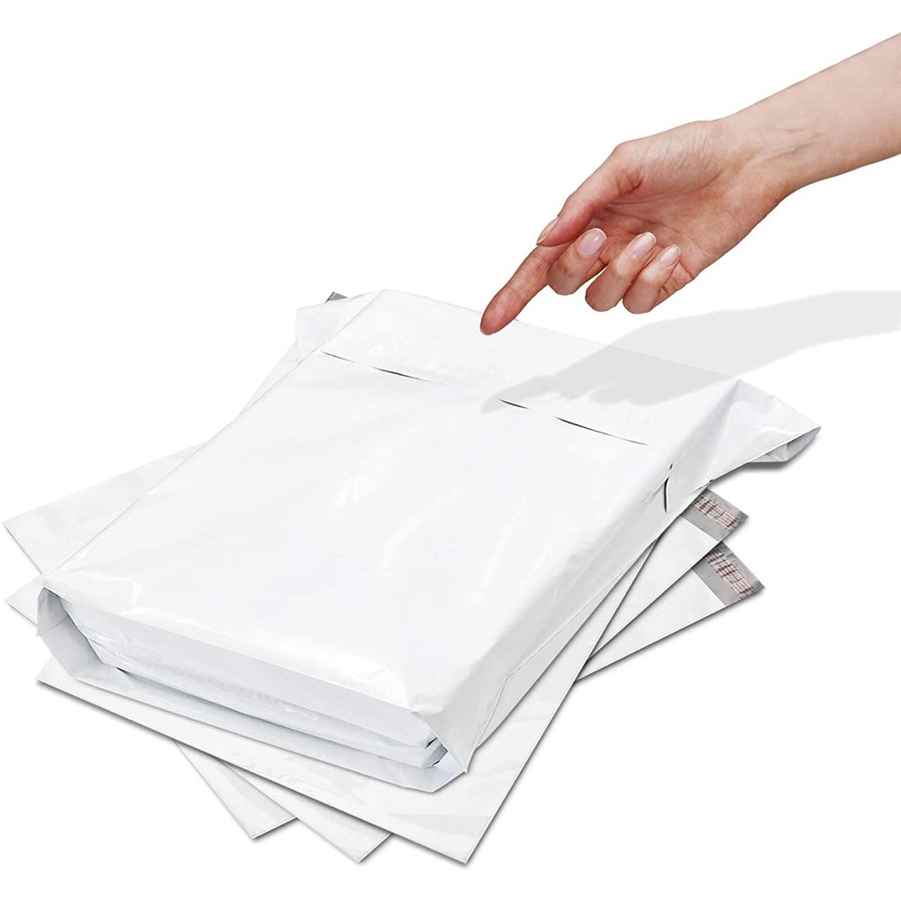 Pack of 50 Large Gusseted Poly Mailers 13 x 13 x 4 White Shipping Envelopes 13x13x4 Large