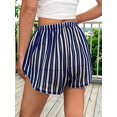 thumbnail image 6 of Womens Striped Hollow Out Loose Fit Tie Front Mesh Beach Shorts Casual Vacation Bottoms Blue M, 6 of 7